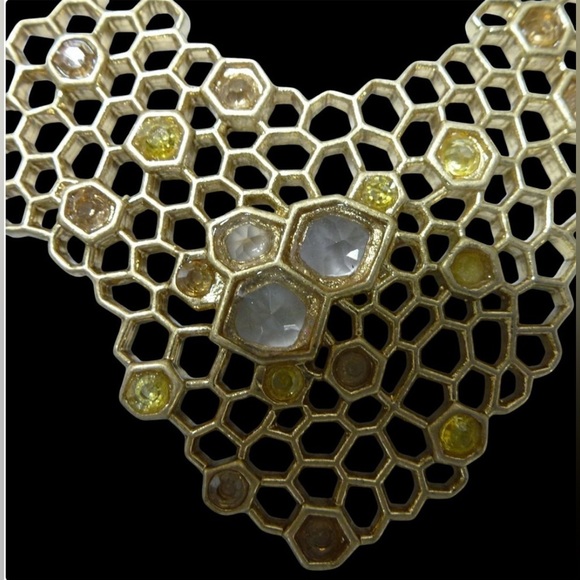 Chloe Honeycomb Gold Statement Necklace - Picture 3 of 6